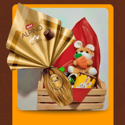 cesta com ovo de páscoa alpino