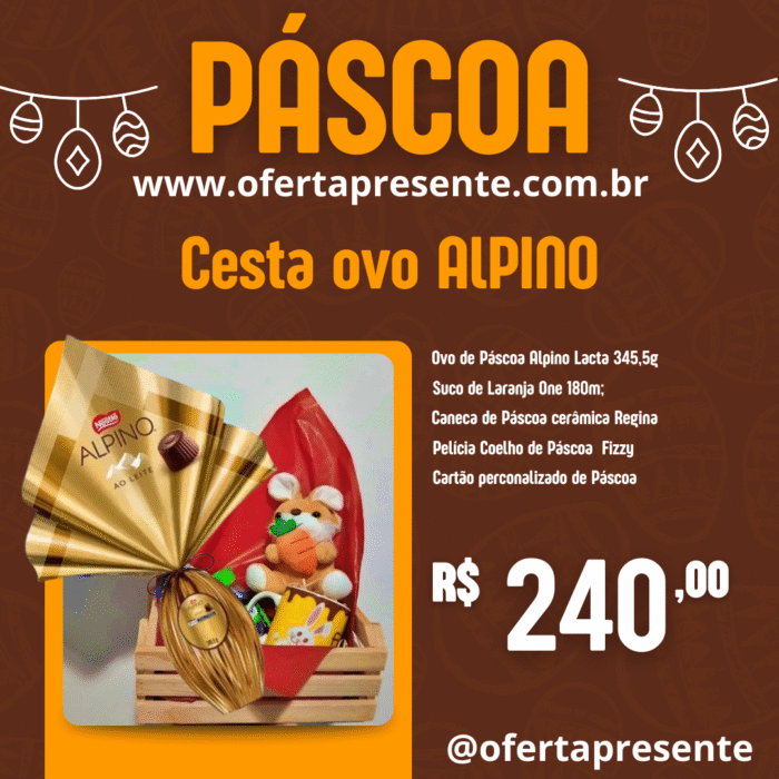 Cesta com Ovo de Páscoa Alpino 345,5g