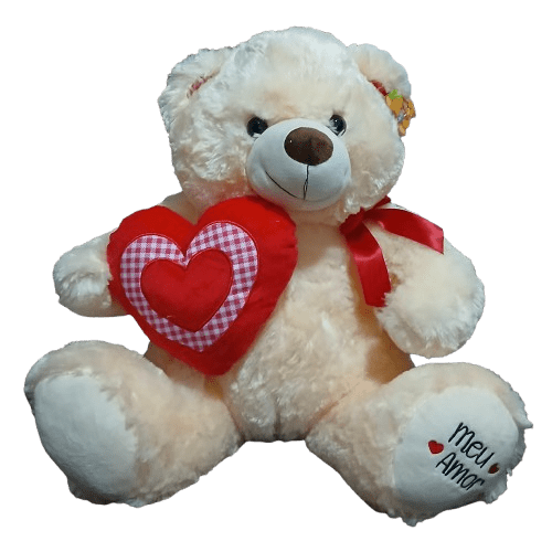 Urso Coração Creme 56cm