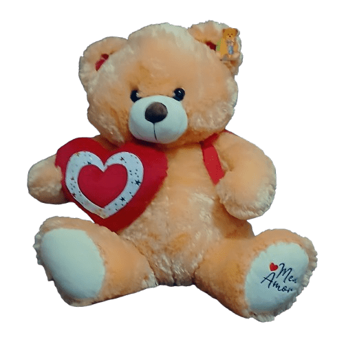 Urso Coração Bege 56cm