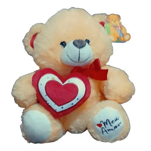 Urso Coração Bege 25cm
