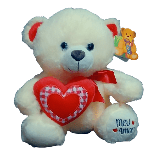 Urso Coração Creme 25cm